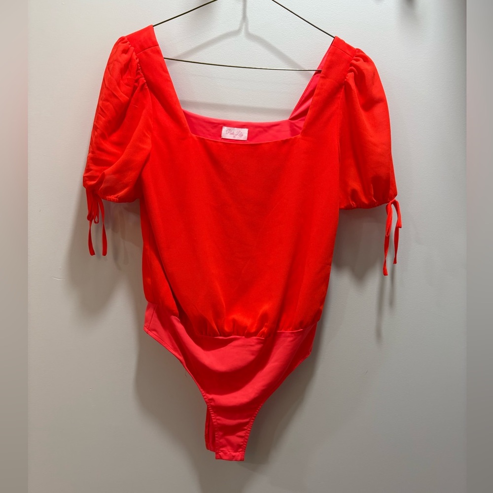 Pink Lily Vibrant Orange bodysuit size S